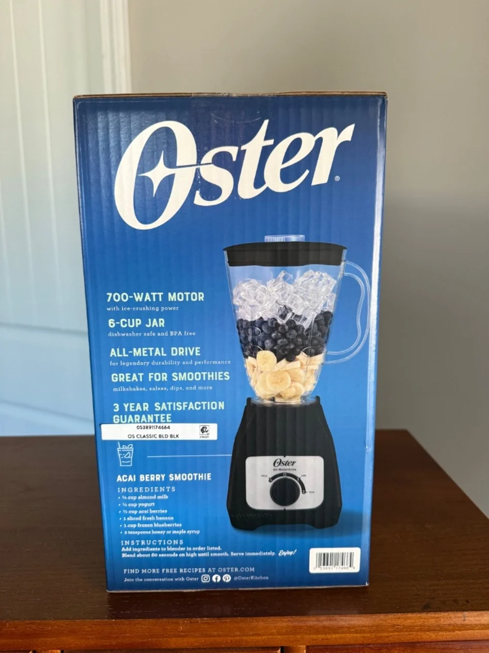 Oster Classic Blender 700W 6 Cup 3 Speed Ice Crushing NIB